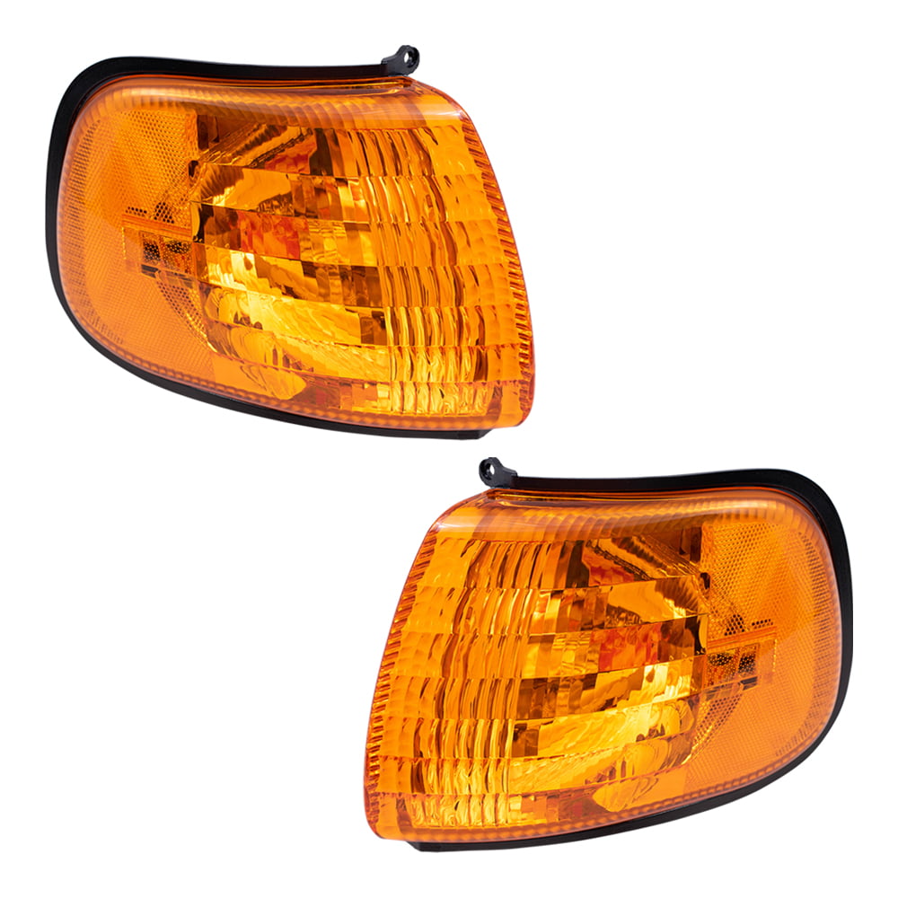 Driver and Passenger Park Signal Corner Marker Lights Lamps with Amber & Clear Lenses Replacement for Dodge Van 55076527AC 55076526AC 