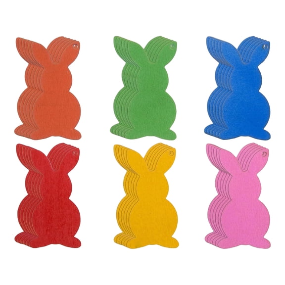 Easter Decoration Tags, Colorful Bunny Shaped Hollow Paper Labels with Rope for Holiday Party, Easter Egg Hunt, Home and Tree Decor, 12 Pieces