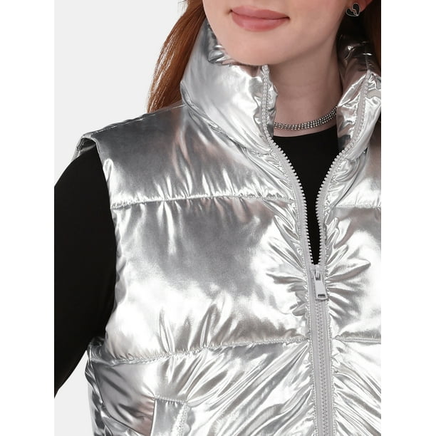 No Boundaries Women s Metallic Puffer Vest