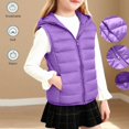 thumbnail image 2 of DJDLJWCJ Puffer Vest Girls Full Zipper Lightweight Warm Winter Jacket Solid Color Sleeveless Jacket Purple Size 13, 2 of 9