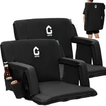 Lumiparty Reclining Stadium Seats with Back Support and Padded Cushion, 20.5" Bleacher Chair with Anti-Slip Mat, 6 Adjustable Angle, Large Pockets, Cup Holders, Black