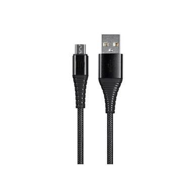 Monoprice USB 2.0 Micro B to Type A Charge & Sync Cable - 3 Feet - Black | Nylon-Braid, Durable, - AtlasFlex Series