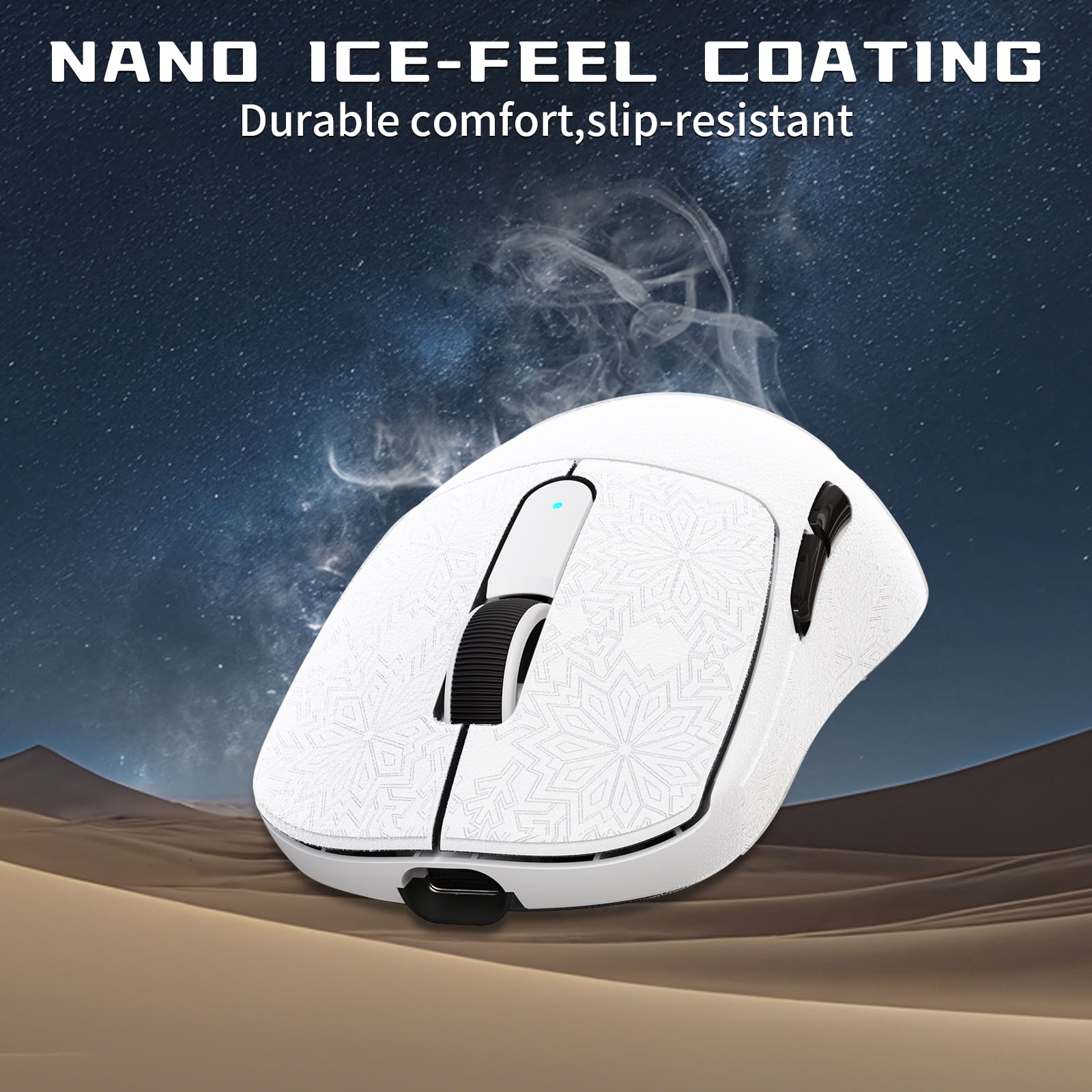 ATTACK SHARK V5 Wireless Gaming Mouse, Tri-Mode 2.4G/USB-C Wired/Bluetooth, PAW3950MAX Sensor, 42000 DPI, 55g Ultra-Lightweight Design, Grip Tape Included, White