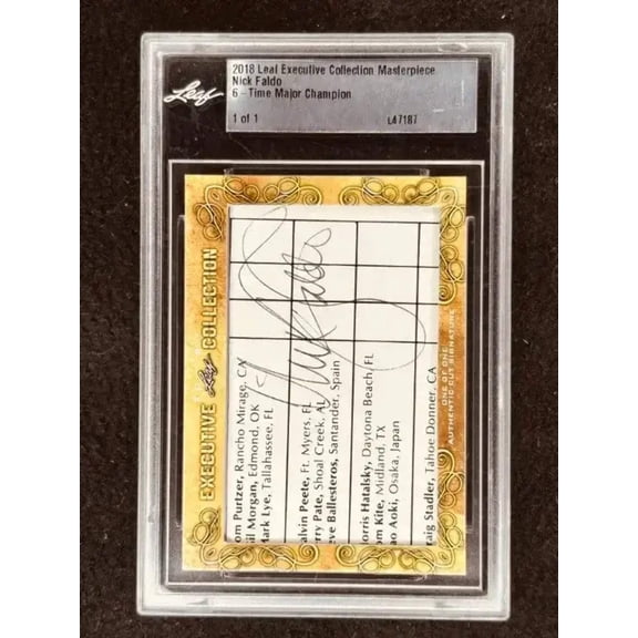 Nick Faldo 2018 Leaf Masterpiece Cut Signature certified autograph card 1/1 JSA Masters