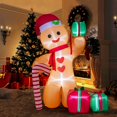 thumbnail image 3 of Peyton 8FT Inflatable Gingerbread Man with Candy Cane and Three Gift Boxes,LED Lighted Christmas Decoration Indoor and Outdoor., Green, 3 of 6