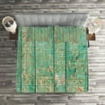 thumbnail image 2 of Ambesonne Egypt Quilted Coverlet 3 Pcs, Hieroglyphs Wooden Board, Queen Size, Seafoam, 2 of 2