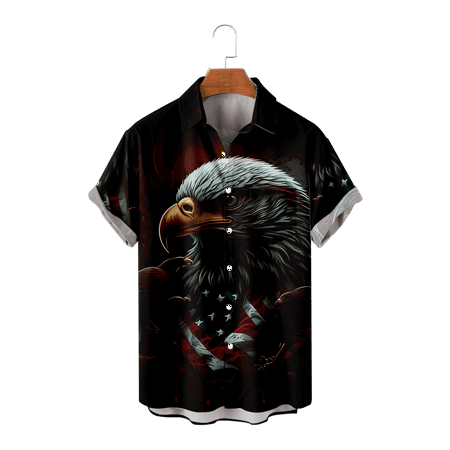 

MLFU Independence Day Men s Slim-Fit Short-Sleeve Shirt Polyester Short Sleeve Shirts Regular Fit