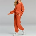 thumbnail image 5 of VBTAPA Women's 2 Piece Outfits Solid Casual Tracksuit Long Sleeve Crewneck Pullover Tops and Pants Sets Jogger Sweatsuit Set with Pockets Prime Big Deal Days Orange L, 5 of 8