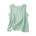 thumbnail image 5 of Xdegoge Summer Sets for Women Linen Sleeveless Outfits Scoop Neck Tank Top and Shorts with Pockets Breathable Loose Comfy Beach Vacation Lounge Set, 5 of 7