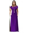 thumbnail image 4 of kurtrusly Robe Longue Manches Courtes Robe Maxi d'Été Couleur Unie Femme Violet TTG, 4 of 6