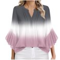 thumbnail image 2 of Maoxin 3/4 Length Sleeve Womens Tops Ladies' Spring And Summer Casual Solid Color Sleeve Round Neck Top Sleeve Round Neck Top/Shirt 3/4 Sleeve Plus Size Tops for Women Pink M, 2 of 5