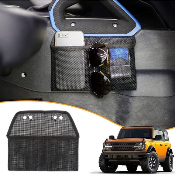 Quaqdae Passenger Storage Bag Center Console Mesh Storage Pocket for Ford Bronco 2021 2022 Accessories Seat Space Organizer