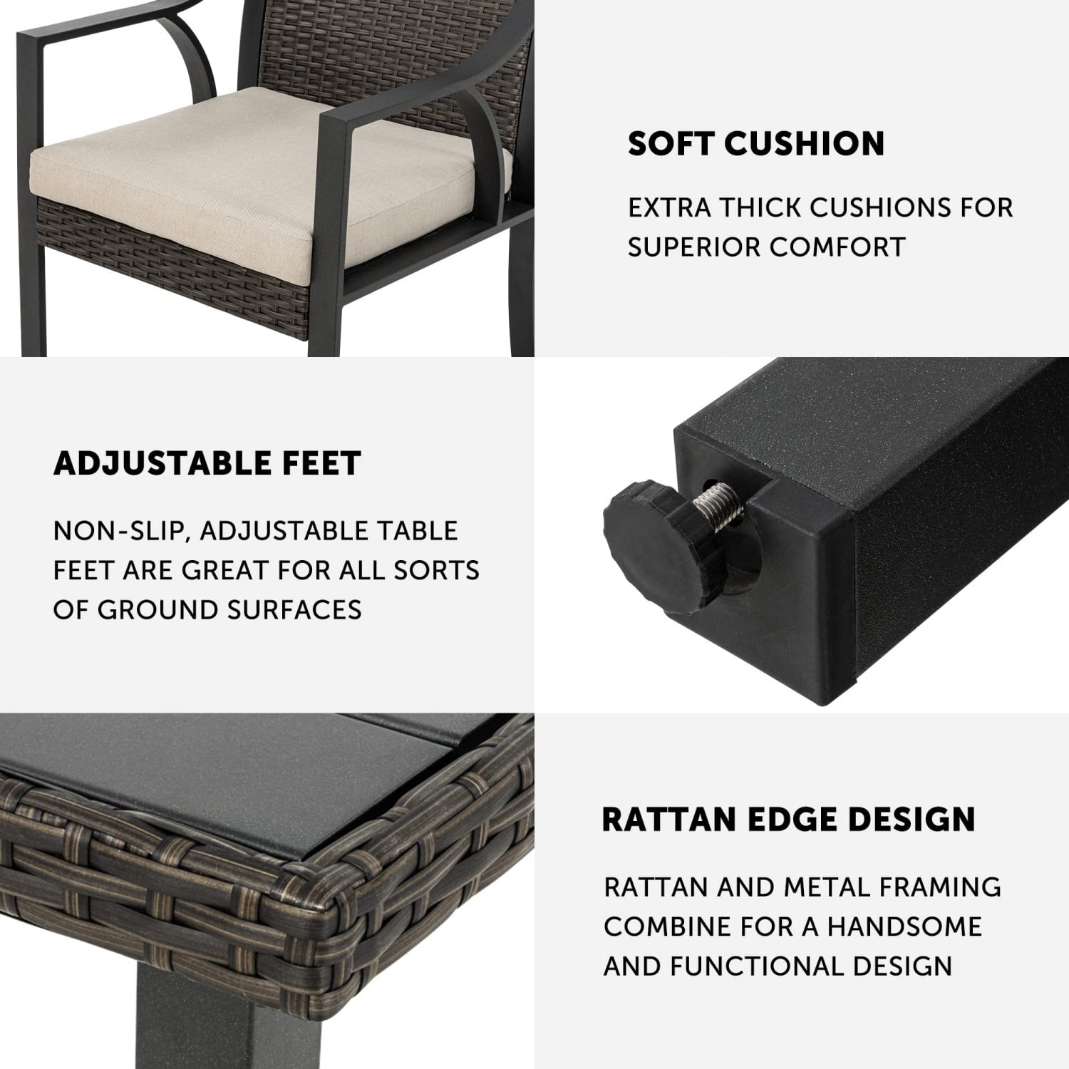 Wicker Outdoor Dining Table with Wood Top, 60" Rectangle Patio Table for 6, Rattan Dining Table with Steel Frame for Backyard Deck Garden, Gray
