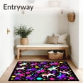 thumbnail image 3 of ODIKA 6'x9' Machine Washable Non-Slip Area Rug, Playful Cartoon Unicorn Parade with Balloons and Confetti High Traffic Rug with Pad, Black, 724025, 3 of 8
