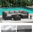 thumbnail image 2 of Clouddwell 7 Pieces Patio Furniture Set, All-Weather Wicker Rattan Patio Sectional Sofa Set with Coffee Table (Light Gray), 2 of 6