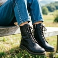 thumbnail image 5 of JUSLIO Boots for Women,Mid Calf Boots Comfortable Mid Heel Round Toe Platform Side Zip Lace Up Versatile Boots, 5 of 7