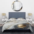 thumbnail image 3 of Designart "Gold and Alabaster Geode Marble IV" Abstract Marble Bedding Covert Set - Modern White Abstract Bed Set With 2 Shams, 3 of 6