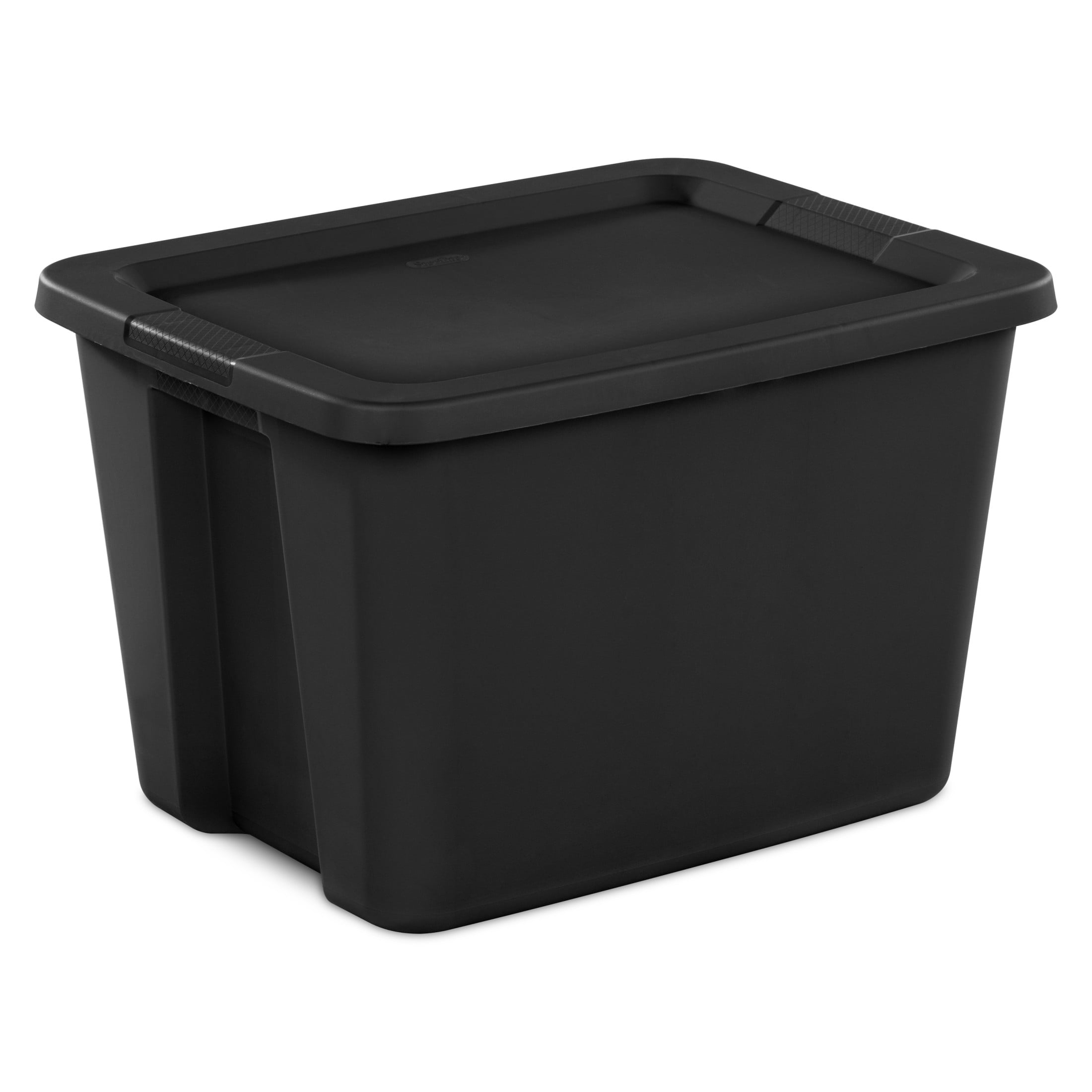 Sterilite Large Storage Bin, 18 Gallon Plastic Storage Container with SnapOn Lid, Black, Pack of 8  (图2)
