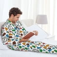 thumbnail image 6 of Honeii Art Of Livings Pattern Mens Pajamas Set,2pcs Men's Lounge Long Sleeve Sleep Shirt and Pajama Bottoms Sleepwear Set,Mens Pjs Sets-X-Large, 6 of 7