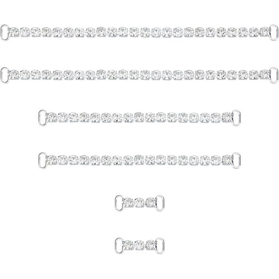 6Pcs 3Styles Crystal Rhinestone Bikini Connector Bra Link Competition Bikini Connectors Rhinestone Chain for Swimming Wear Decoration DIY