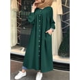 thumbnail image 3 of Camisa de vestir vintage para mujer Kaftan con botones y bolsillo con cuello alto y plisado con Irfora Vestido de mujer, 3 of 7