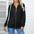 thumbnail image 3 of Women's corduroy drawstring hooded coat loose coat, 3 of 8