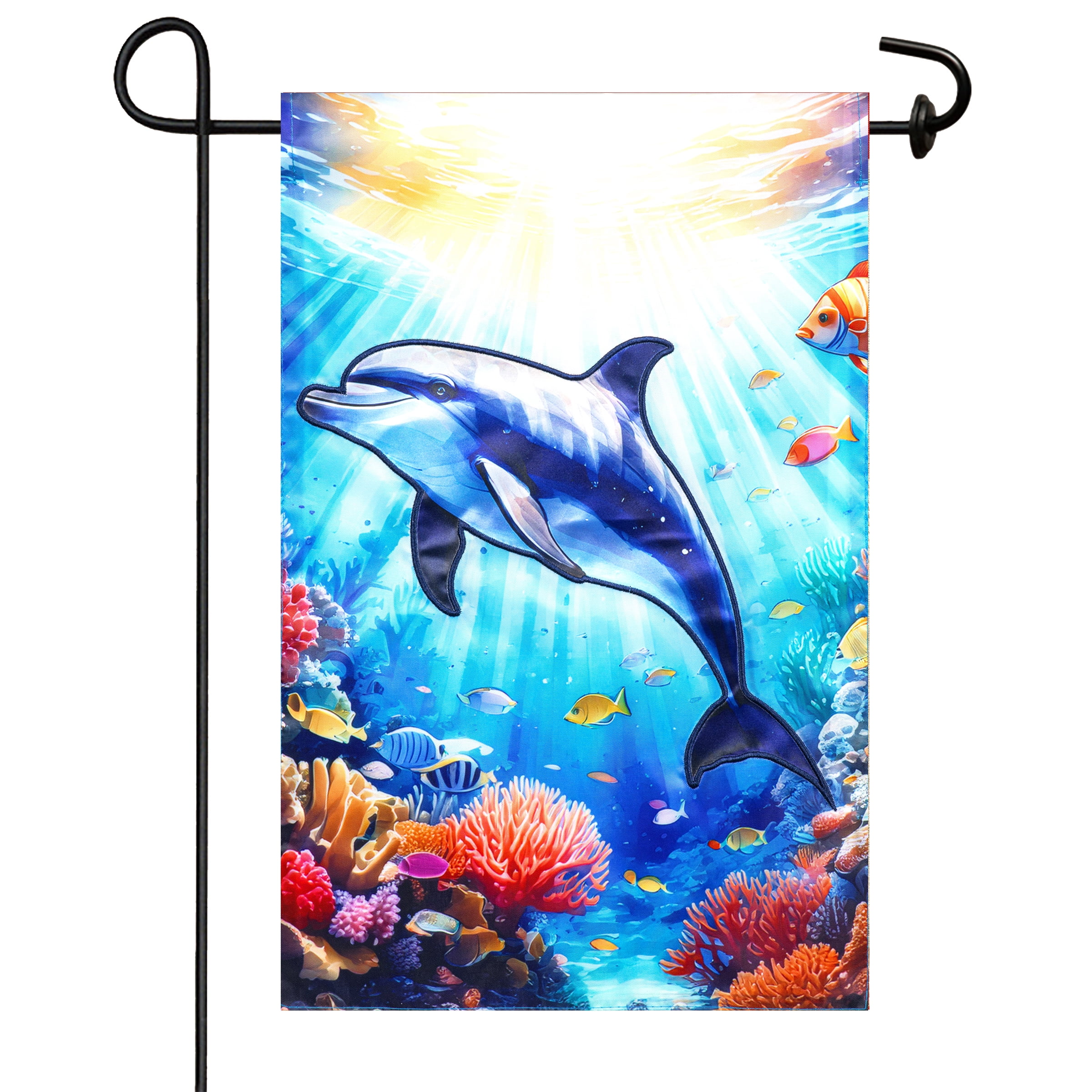 Meadow Creek 11.5" x 18" Spring Dolphin Outdoor Yard Flag