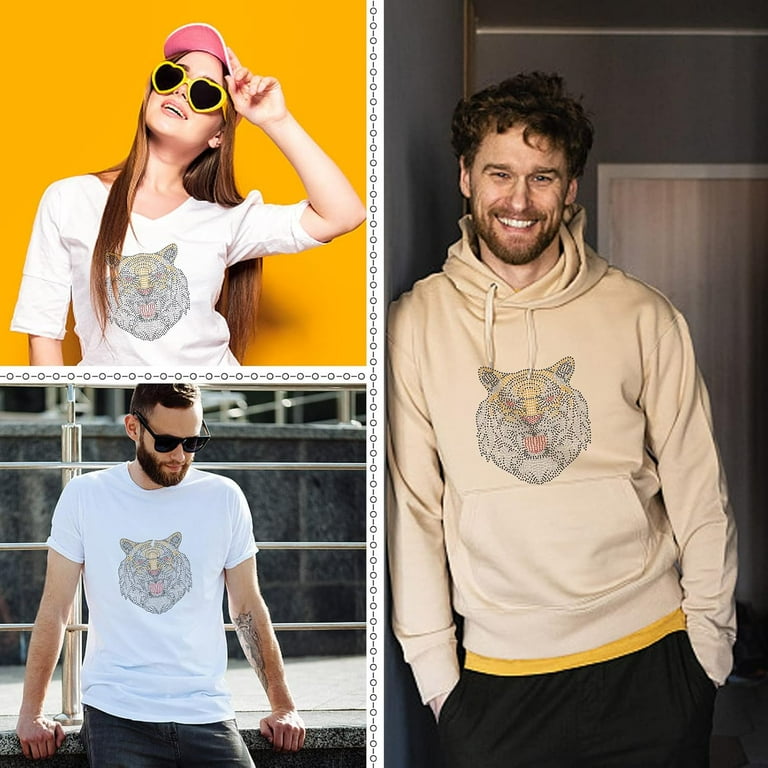 Gold Leopard Rhinestone Iron-On Patch - 11.69x8.27 Inch Heat Transfer Decal For Clothing