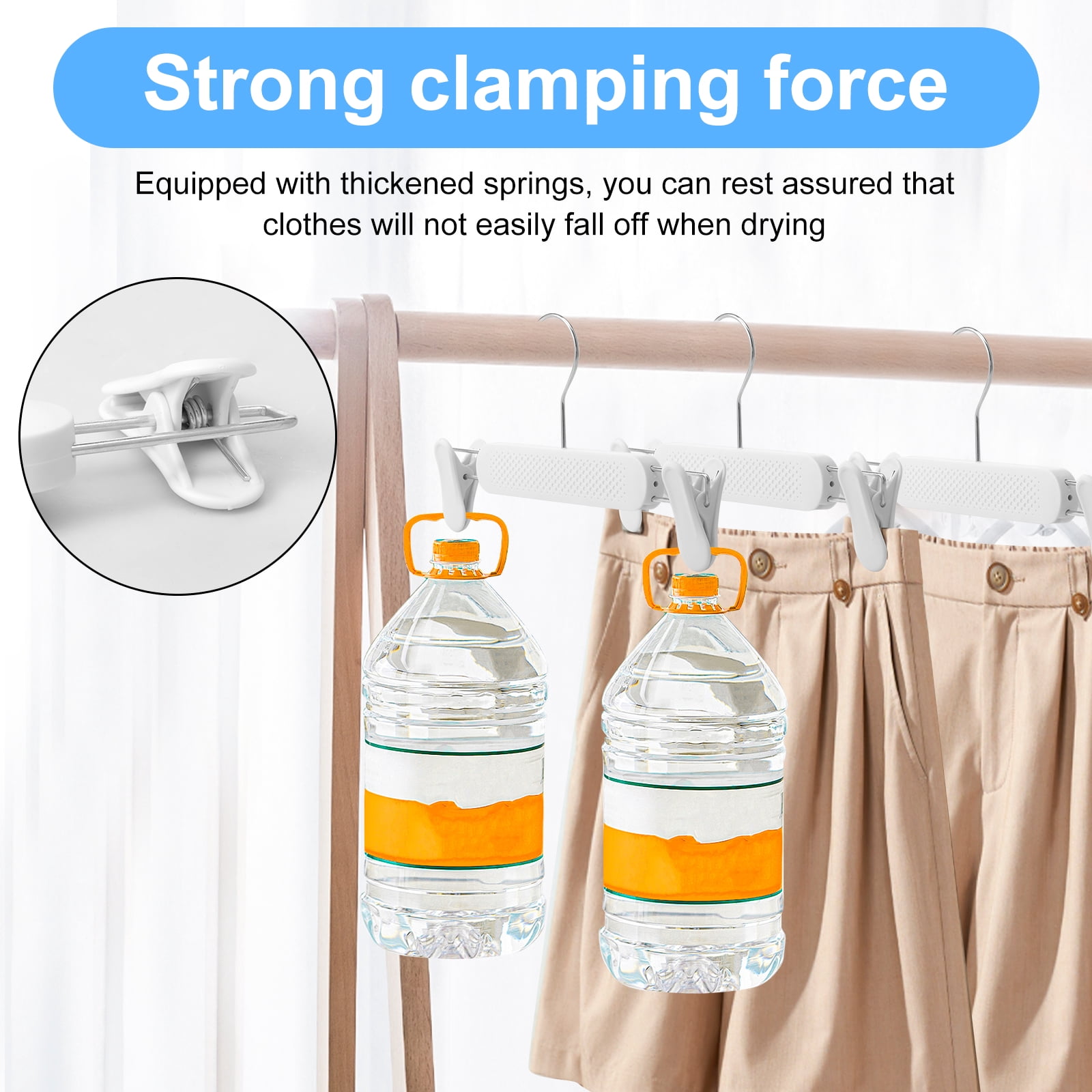 20Pcs Plastic Skirt Pant Hangers with Adjustable Clips Frosted Embossing Clothes Shorts Hanger with 360° Swivel Hook for Women Men Kids
