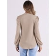 thumbnail image 3 of DARING DIVA Women's Puff Long Sleeve Casual Work Blouses S Camel, 3 of 6