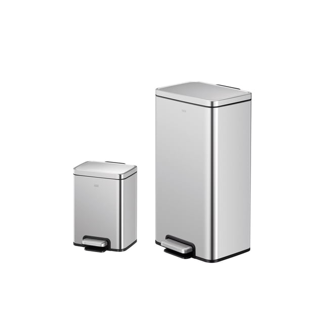 Set 2 Botes de basura para cocina baño oficina Acero Inoxidable 30L y 6L con tapa EKO Madison EKO EK9361MT-6L+30L