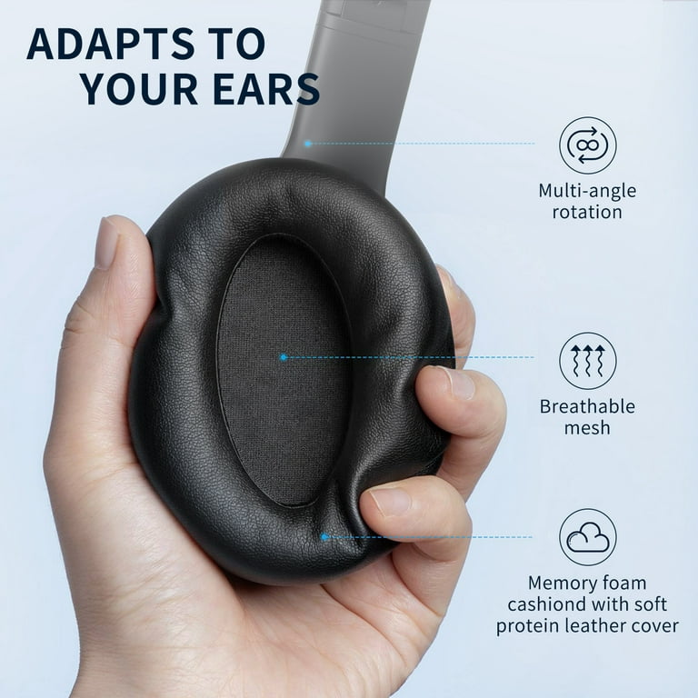 Active Noise Cancelling Headphones with Microphone Wireless Over Ear  Bluetooth Headphones,Hi-Res Audio, Deep Bass, Memory Foam Ear Cups, Quick  Charge