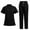 01-Black, variant on Ecqkame Scrub for Women Set Solid V-Neck Short Sleeve Tops and Long Pant Nurse'S Workwear Suit with Pocket 02-Black S on Clearance