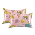 thumbnail image 2 of Rainbows Ice Cream Colorful Flowers Satin Pillowcase Envelope Design Pillow Covers 1 Pack King Size 20" x 40", 2 of 9