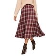 thumbnail image 2 of DYTTDG Women's Classic Plaid High-Waist A-Line Midi Skirt | Elastic Waist Mid-Calf Flared Skirt, Casual Spring-Fall Outer Bottom for Daily & Vacation Occasions, 2 of 8