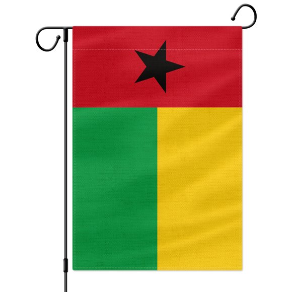 PTEROSAUR Guinea-Bissau Garden Flag, Guinea Bissau National Flag, 12.5x18 inch Double Sided Burlap for House Yard Lawn Indoor Outdoor Decor