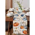 thumbnail image 4 of Blue White Pumpkins Burlap-Cotton Table Runner 108 Inches Long,Fall Thanksgiving Botanical Leaves Retro Beige Farmhouse Table Runners,Outdoor Dining Tablecloths for Baby Shower Party Wedding 13x108, 4 of 9