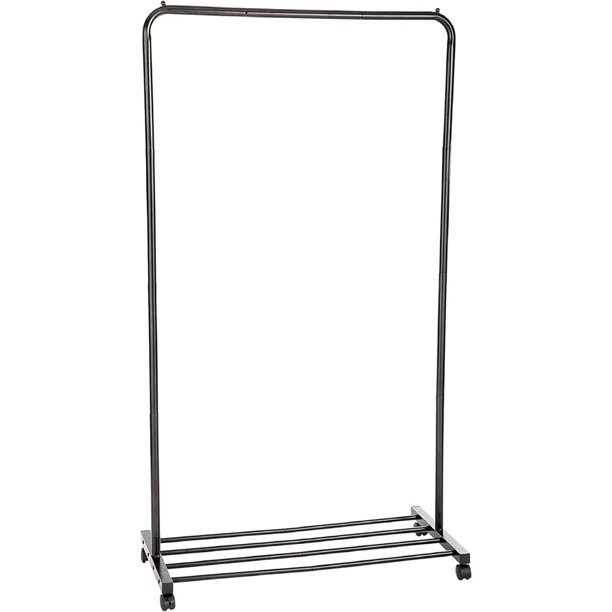 Perchero Resistente con Ruedas Resistentes / Capacidad de Carga de 450 lb / Perchero de Metal Antideslizante Ajustable para Colgar Ropa, Bloqueable para Mayor Estabilidad (Varilla Única)