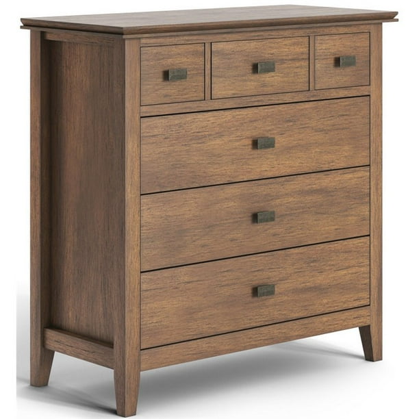 Artisan Solid Wood 36 inch Wide Contemporary Bedroom Chest of Drawers in Rustic Natural Aged