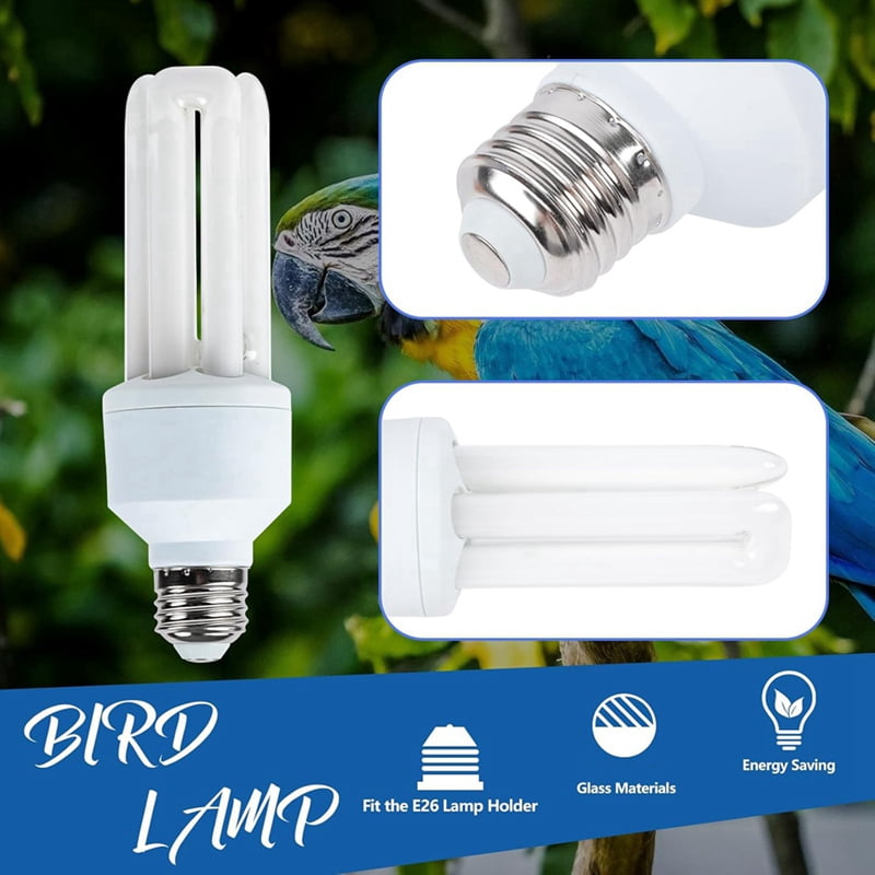 4X UVA UVB Light Bulb for Birds 2.4 UVB 20W Compact Flourescent Lamp for All Kinds Captive Birds A