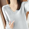 thumbnail image 7 of Scyoekwg Womens Tops V-Neck Knitted Sweater Fall Tops Trendy Solid Color Dressy Casual Blouses Loose Long Sleeve T Shirts Lightweight Pullover (White,XL), 7 of 7