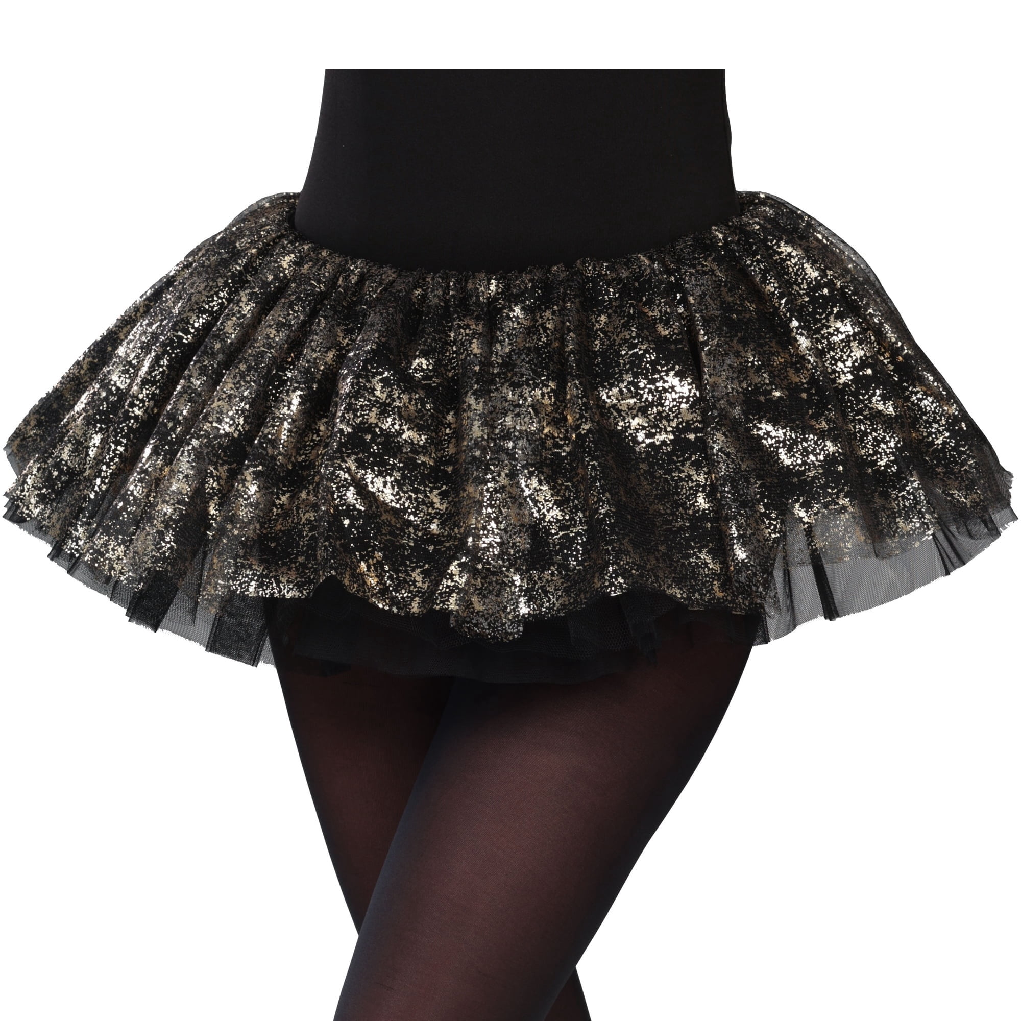 Foil Tutu Costume Accessory for Adults, Black and Gold, S/M, Halloween by Way To Celebrate