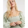 thumbnail image 3 of Women's Topshop Smocked Long Balloon Sleeve Minidress, Size 8 US - Green, 3 of 4
