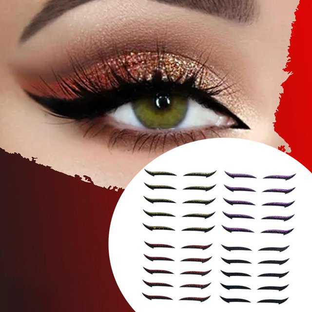 zy Fashion Stickers Stencil Makeup de Ojos Instantánea Brilnte para Mujeres Niñas Herramienta de Maquilje , Mixto 4 colores rojo 20 pares Salvador Dali pestañas pegatinas