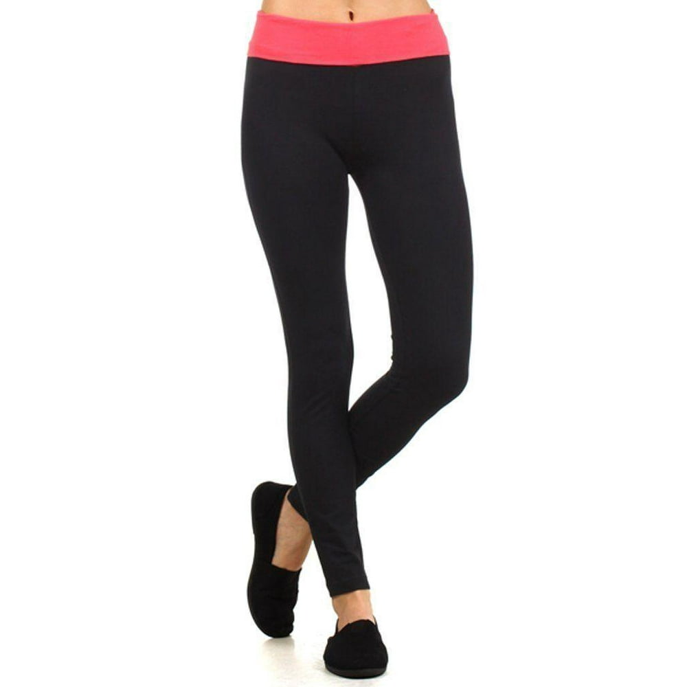 TheLovely - Women Fold Over Banded Waist Workout Fitness Yoga Pants ...