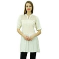 thumbnail image 6 of Bimba Women's Cut Work Yoke Tunic Puff Sleeve Short Kurti Summer Casual Blouse, 6 of 9