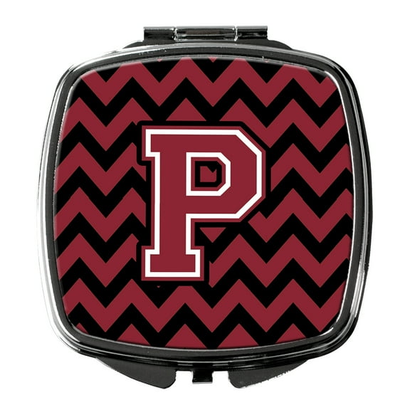 Letter P Chevron Garnet and Black Compact Mirror