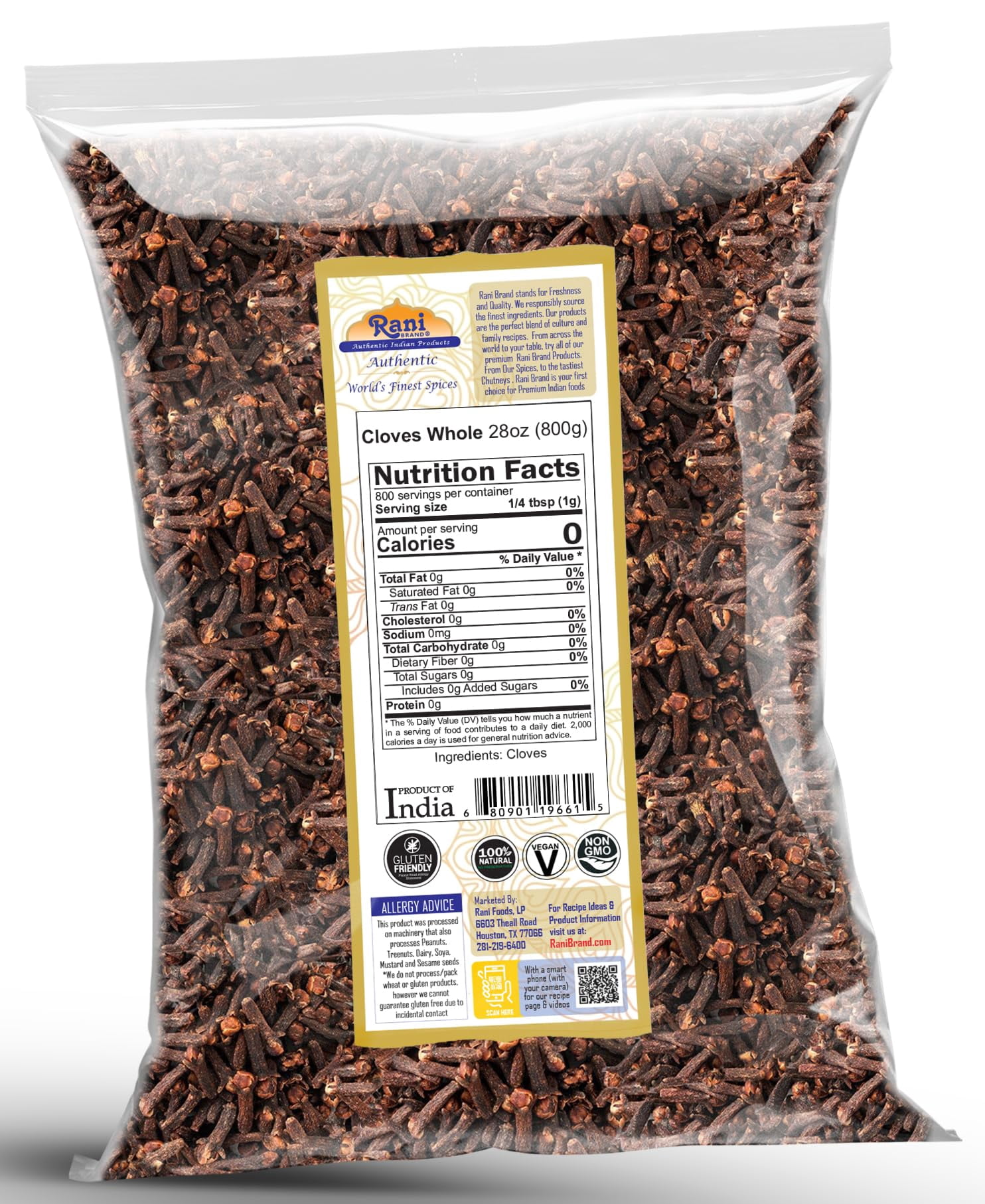 Rani Cloves Whole (Laung) 28oz (800g) Great for Food, Tea, Pomander Balls and Potpourri, Hand Selected, Spice ~ All Natural | NON-GMO | Kosher | Vegan | Gluten Friendly | Indian Origin