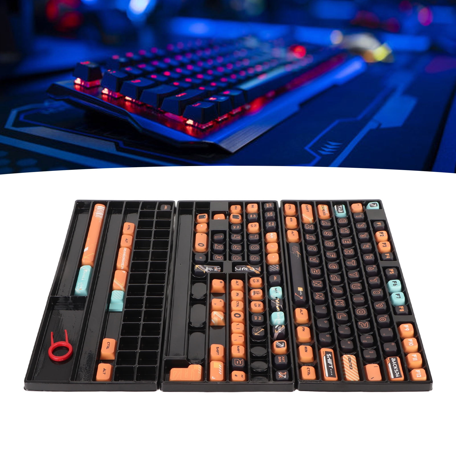 Keycaps Set, Easy Installation 141 Keys Decorative Fadeless Ergonomic DIY Keycaps Set  for 61 Mechanical Keyboard for 98 Mechanical Keyboard