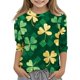 thumbnail image 2 of Blusas y camisas de manga larga y cuello redondo para niños, tallas medianas y grandes, informales, con estampado de San Patricio, mangas a ochos y cuello redondo, camisetas para niños., 2 of 5